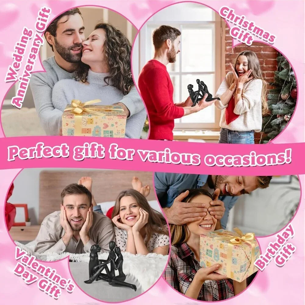 Sweet Couple & Dog Statue Cast Iron Sculpture Décor Wedding Love Gift for Couple